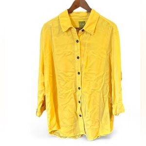 Pulp Bright Yellow Rolled Sleeve Button-up Women’s Shirt/ Shacket size XXL